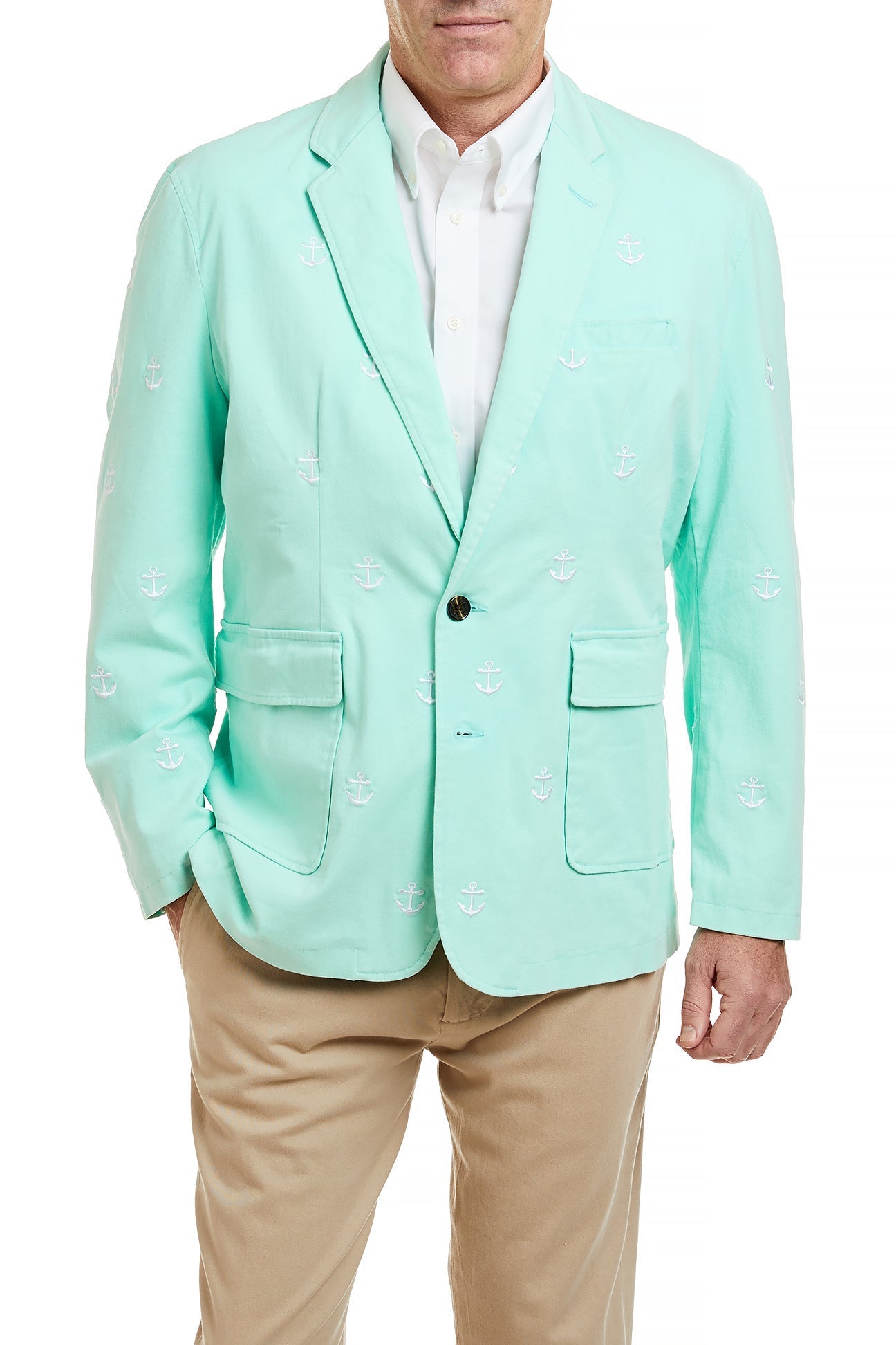 Spinnaker Blazer Seagrass with Anchor MENS OUTERWEAR Castaway Nantucket Island