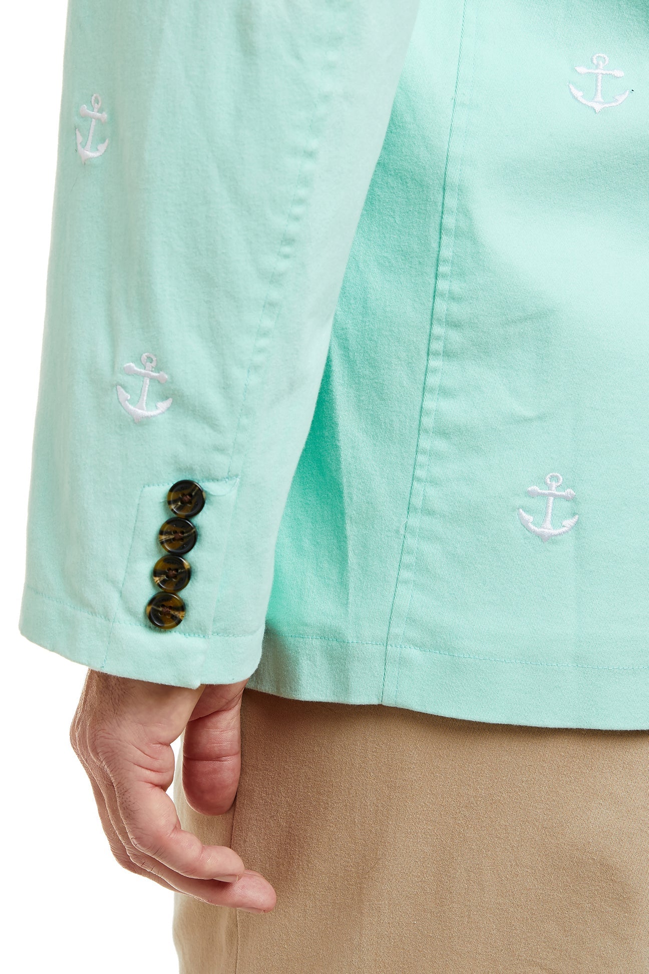 Spinnaker Blazer Seagrass with Anchor MENS OUTERWEAR Castaway Nantucket Island