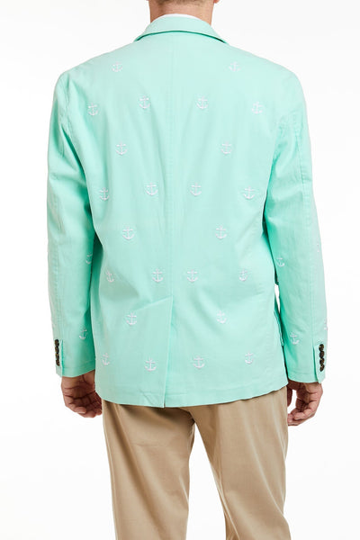 Spinnaker Blazer Seagrass with Anchor MENS OUTERWEAR Castaway Nantucket Island