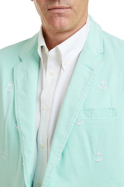 Spinnaker Blazer Seagrass with Anchor MENS OUTERWEAR Castaway Nantucket Island