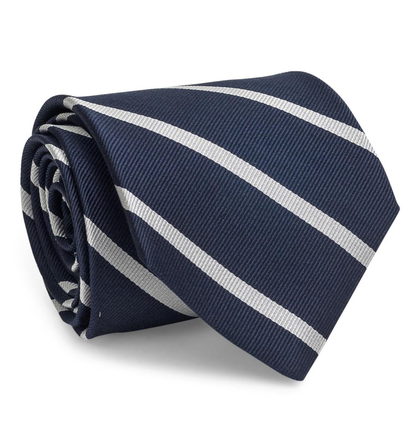 Stowe Repp Tie Navy & Silver - Castaway Nantucket Island